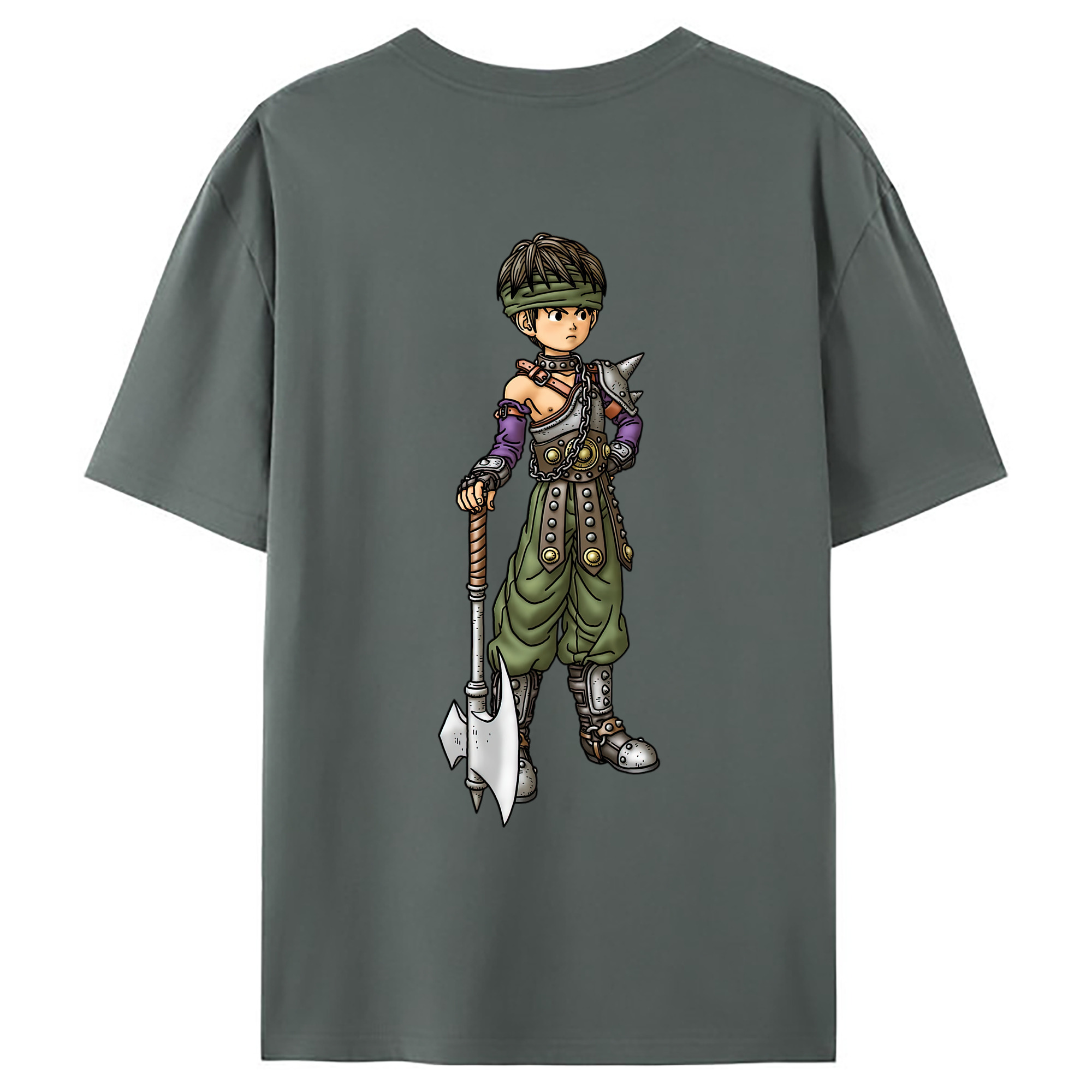 （画像用） ドラゴンクエスト Doragon Kuesuto Dragon Quest 綿100％ メンズ半袖Tシャツ（バックプリント） 通気性